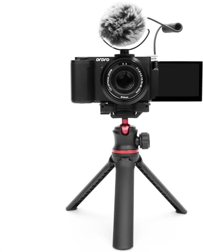ORDRO G730 5K 64MP HD Vlog Micro-Einzelkamera, 12-Fach optischer Zoom Vlogging-Camcorder mit 3,2-Zoll-IPS-Touchscreen, WDR, WLAN für YouTube (Schwarzer Bausatz)