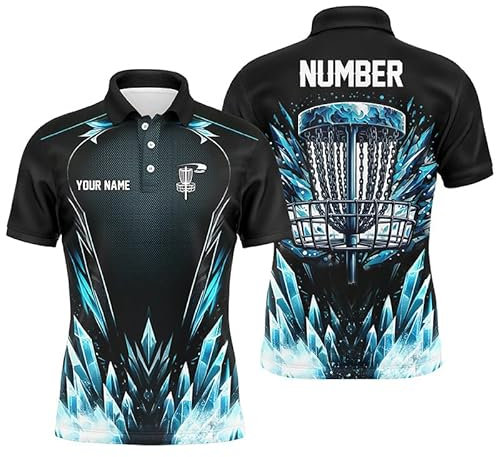 vhasport Herren & Damen Disc Golf Poloshirts in Schwarz mit Disc Golf Korb Design - Stylische Frisbee Golf Jerseys N7323