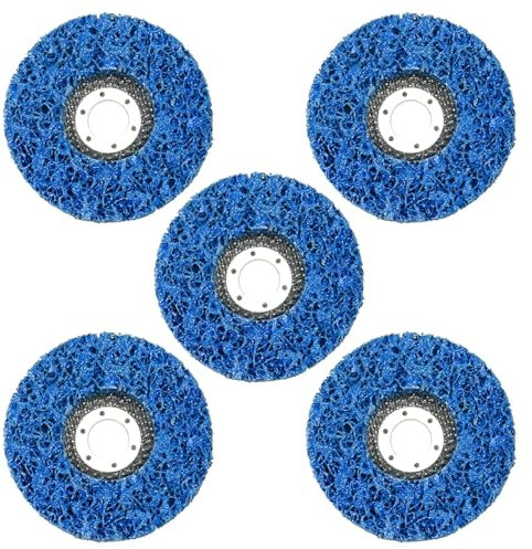 5 Stück Streifenscheiben für Winkelschleifer, Farbschaber, Rostentferner für Metall, 125 mm Farbabisolierer, Schleifscheiben, Oberflächenpolitur, Reinigungswerkzeug Blau