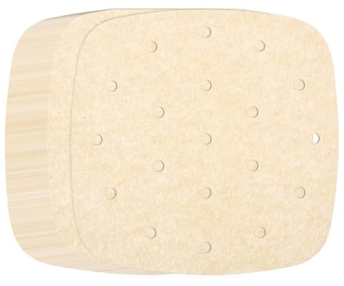 sourcing map 100pcs Air Fryer Liners 6.5 Inch Square Bamboo Steamer Liners with Holes Non-Stick Perforated Parchment Paper Sheets Disposable Steamer Paper for Air Fryers Steaming Basket, Brown
