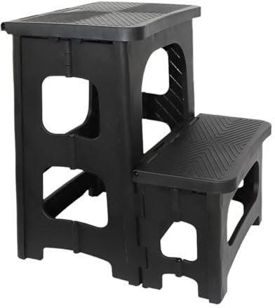 MagiDeal Tabouret à 2 marches robuste, antidérapant, compact, escabeau d'escalade pliant, tabouret pliable pour cuisine, camping-car, salle de bain