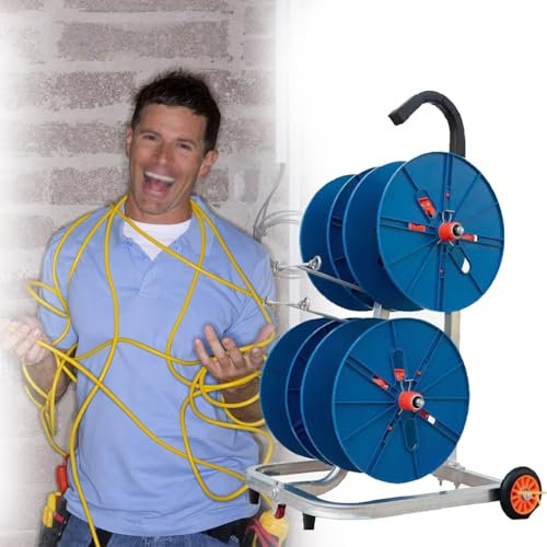 wire reel rack Portable Cable Caddy Wire Rack, Multiple Axle Reel Dispenser Large Spool For Electrical Industrial & Retail Use, Cable Holder Distribution Cart - Hold 10 Square Millimeters and Below(4