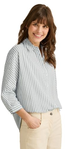 CECIL randig skjortblus, Slate khaki, XXL