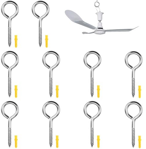 Ösenschraube M6 X 80mm,10 Stück Heavy Duty Schraubösen,Ösenschrauben,Große Ringschrauben Ösenhaken Schraubhaken Für Hängematten, Markisen, Schaukelstühle, Festkabel, Blumenampel, Silber