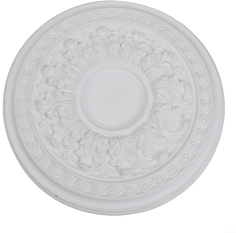 EXTRWORY Weiße Deckenrosette, rund, PU-Medaillon-Lampen-Panel, dekorative Lampenbasis, kein Bohren erforderlich, Heimdekor-Zubehör (35 cm)