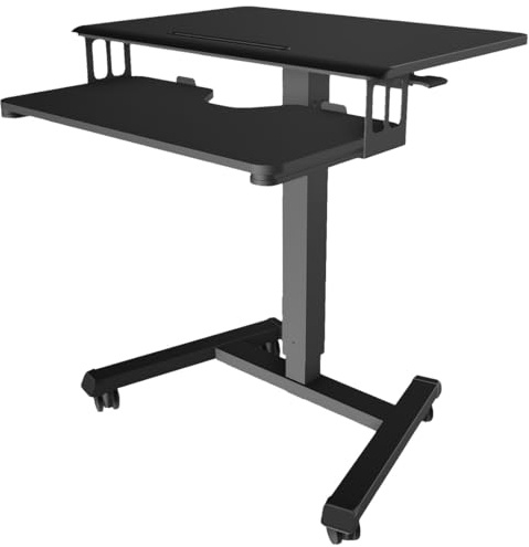 65×45 cm Stehpult Höhenverstellbar Tisch mit Rollen & Tastaturablage | Steh-Sitz Schreibtisch, Mobiler Laptoptisch für Couch, Überbett-Tisch, Büro & Zuhause, Belastbar bis 13 kg, Schwarz