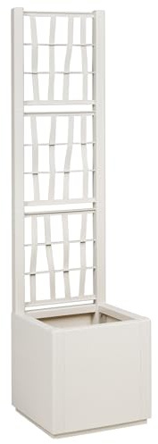 HaoChrymec Jardinera con Enrejado Blanco, Polipropileno sintético, diseño Minimalista, jardineras Exterior, maceteros Decorativos Interior, balcón, 36x36x140 cm