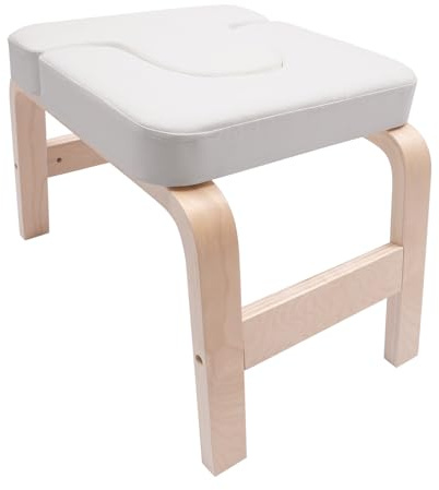 WAPHOERTE Yoga Kopfstandhocker Massivholz-Yogastuhl, Professionelles Krafttraining-Inversionsgerät für Kopfstände mit maximalen Tragfähigkeit von 200 kg, Weiß