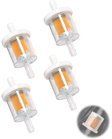 JUKOTA 4 Pezzi Filtro Carburante Universale Riutilizzabile, Filtro Benzina ad Alta Densità per Moto, Tosaerba, Scooter (8mm)