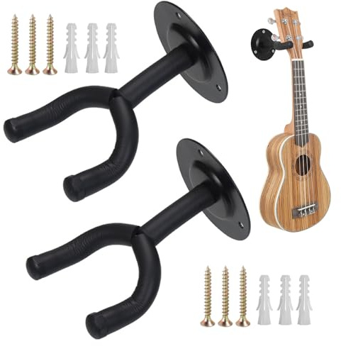 Xynovate Guitar Wall Mount 2 Pack, Guitar Hanger with Rotatable Soft Holder, Style Wall Holders Hooks Stands for Acoustic Electric, Bass, Classical, Ukulele