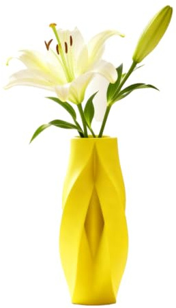 Moderne dekorative Vase mit fließenden geometrischen Kurven, Vasen für frische/trockene Blumen, Pflanzen, ideal für Heim/Studio/Büro, Tischdekoration, Gegenstände/Wohnaccessoires (gelb)