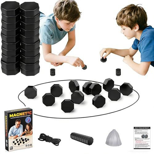 Juego de ajedrez magnético, juegos de imanes educativos portátiles, juego de damas con 20 piezas de ajedrez, suministros de fiesta familiar para reuniones familiares y viajes para niños y adultos