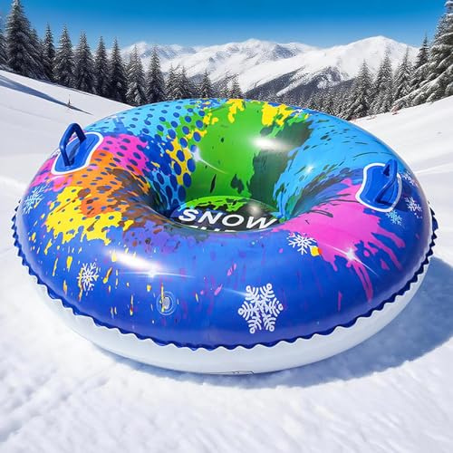 Trineo con Tubo De Nieve | Trineo Inflable Ergonómico Antivuelco | con Mango | para Deportes De Invierno Sendero Campo De Nieve Al Aire Libre Niños Adultos | 2 Colores