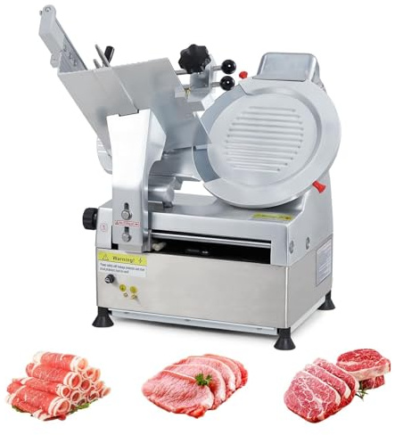 EliteEdge 550W Automatic Meat Slicer with 12 Inch Carbon Steel Blade, Adjustable Thickness 0-14 mm, Electric Slicing Machine for Home or Commercial Kitchen