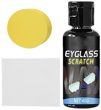 Efface-rayures – Cire de réparation de 4,97 cm | Kit de polissage de lentilles | Agent de réparation de rayures de 40 g avec éponge et chiffon anti-poussière, anti-rayures, entretien pour lunettes