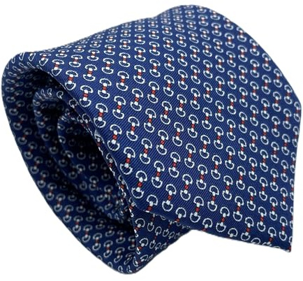 CARACCIOLO Cravatta uomo Sartoriale in seta - Squisita fattura ed elegante varietà (CHAIN BLU)