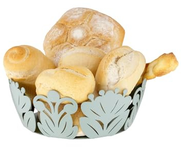 Baroni Home Cestino Portapane Decorativo in Metallo con Motivo Foglia, Design Moderno per Tavola e Cucina, Contenitore per Pane e Brioches, Linea Ibiscus, 20x20x7 (Portapane)