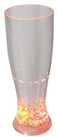 LED-Highlights Glas Becher Weizenglas 650 ml LED Rgb bunt oder blinkend Batterie wechselbar Bar Kunststoff Trinkglas beleuchtet