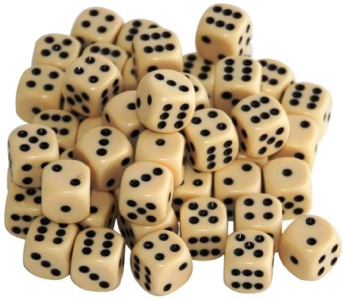 weiblespiele 05216-50 - Acryl-Würfel, 16 mm, 50 Stück, Elfenbein