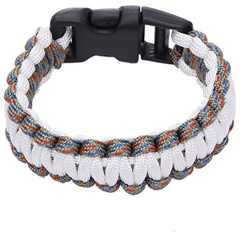 DonDon Herren Survival Outdoor Nylon Armband geflochten - weiß Mehrfarbig