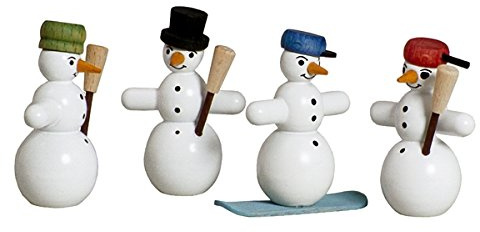 Rudolphs Schatzkiste Miniaturfigur Schneemänner bunt Höhe ca. 5cm NEU Holzfigur Weihnachtsfigur Weihnachten Schneeball Figur Seiffen Erzgebirge Holz Winterdeko