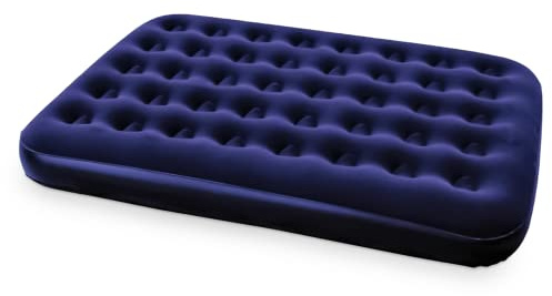 DennyShop Double Flocked Inflatable Vinyl Coil Beam Air Bed Camping Relax Mattress (Double Flocked)