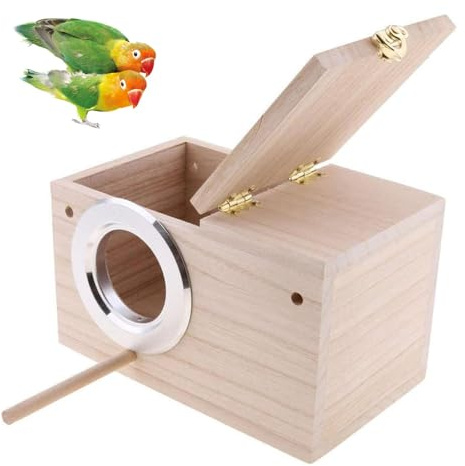 Parakeet Nesting Box, Bird Nest Breeding Box Cage Wood House for Finch Lovebirds Cockatiel Budgie Conure Parrot, 8'' X 5'' X 5''