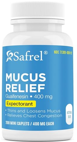 Safrel | Guaifenesin Expectorant | 400 mg | Tablets | 200 Count | Thins and Loosens Mucus | Chest Congestion Support