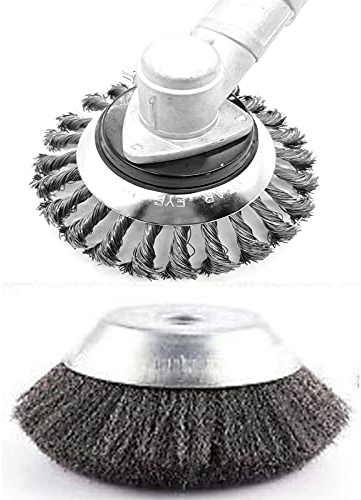 Hmpet 2 Pcs Wildkraut Fugenbürste Unkrautbürste,200 X 25,4 MM Kegel Drahtbürste Wildkrautbuerste Welldraht Weich,6 Inch Drahtbürste Freischneider Für Effektive Moosentfernung,6 inch