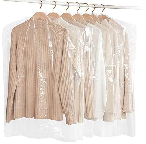 Fundas de ropa de 30 piezas Cubierta a prueba de polvo Bolsa a prueba de polvo Fundas protectoras transparentes para vestido Trajes Abrigos 60 x 90 cm