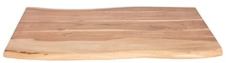 SAM Tischplatte 80x60 cm Louis, Holzplatte Akazienholz massiv + naturfarben + lackiert, Baumkanten-Platte für Heimwerker, Arbeitsplatten, Tische & Fensterbretter