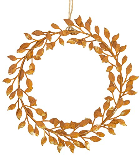 Blätterkranz Edelrost Türhänger Fensterdeko Herbst Deko D=19 + 14 cm Hänger