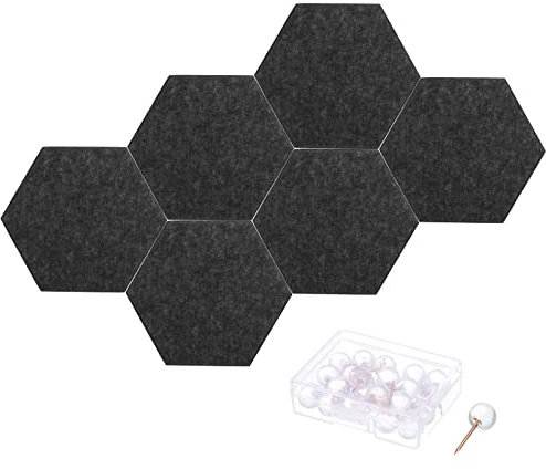 PATIKIL Art Acoustique Panneaux, 12x10, 12 Packs Auto Adhésif Hexagone Feutre Tuiles pour Insonorisation Épreuvage Mur Panneaux pour Bureau Enregistrement Studio, Jeu Salle, Noir