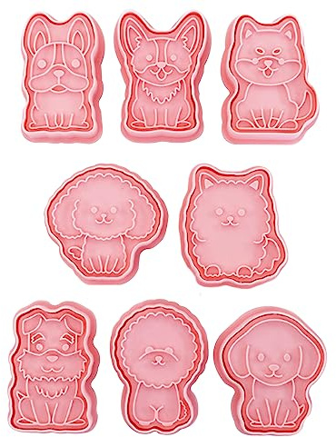 TopHomer Ausstechförmchen Hunde, 8 Stück Ausstechformen Keksausstecher 3D Kunststoff Ausstecher Cookie Cutter Plätzchenformen für Kinder, für Tortendeko Kekse Backen (Hunde)