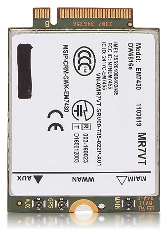 Jectse Carte Réseau 4G LTE pour pour Latitude 7280 7285 7290 7389 7390 7480 7490 E7470 Cartes Réseau Informatiques Internes Carte Réseau M.2, 300 Mbps Plug and Play