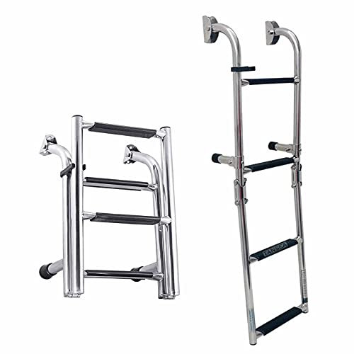 Removable Swim Boarding Ladder for Fishing Boat, Pontoon, Dock & Swimming Pool, Stainless Steel Folding Gunwale-Mounted Stern Ladder, Load 200kg (Color : 4-Step)