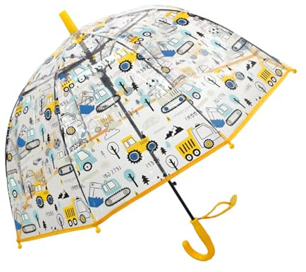 ThreeH Ombrello a Bolle Trasparente per Bambini Antivento Leggero Perfetto per Bambini dai 2 ai 7 anni Ombrello a Cupola con Apertura Automatica Colore Giallo