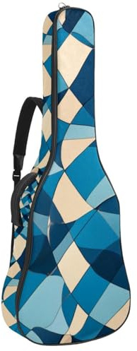 Schöne Gitarrentasche für 40/41/42 Zoll Gitarren Wasserdicht Mehrere Taschen Pink Retro Plaid, Mehrfarbig Nr. 07, 42.9x16.9x4.7 in, Gitarrentasche