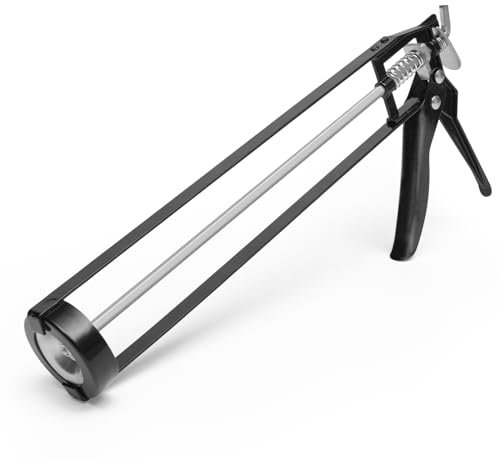 Caulking Gun 11” Silicone Gun Applicator | Skeleton Gun for 400ml Silicone Sealant, Caulks, Adhesives | Dripless Caulking Gun UK | Large Cartridge Gun with Comfortable Grip to Prevent Hand Fatigue