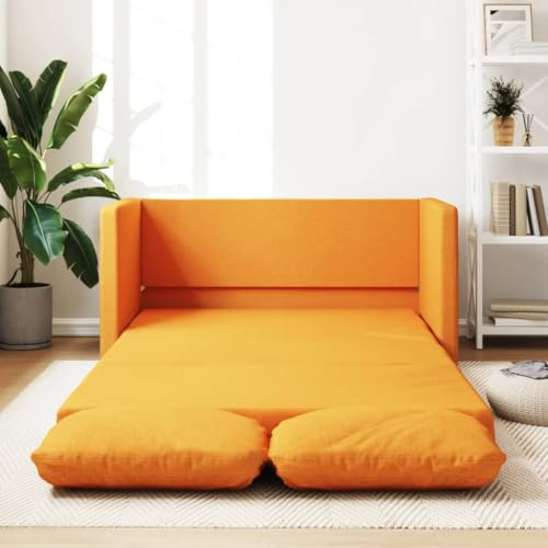 Sofá Cama de 2 Plazas de Keyroto - Amarillo Oscuro - Tela - 2 en 1 - Sofá 2 Plazas - Sofá Cama de Una Plaza y Media - Sofá Convertible en Cama