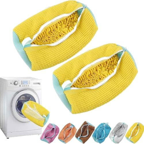 2 Schuhwaschbeutel Waschmaschine Schuhbeutel Wäschesack Waschbeutel Schuhe Sneaker Multi Schutz Wäschenetz Selbstreinigende Schuhe Dicker Wäschesack Erhöhte Reibung(Yellow) | 2 Stück Wäschesack Schuhwaschbeutel Sneaker Wäschebeutel Schuhwaschsack Shoe Wash Bag Schuhtasche Laundry Turnschuhe Machine