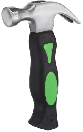 QUARKZMAN 9 Oz Martillo de Garra Corto Pequeño Mini de Acero Forjado Garra Recta con Mango de Fibra de Vidrio Herramienta de Martillos Pequeños para Carpintería (Negro-Verde)