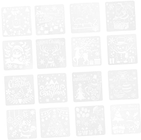 ULDIGI 16stücke Filigrane Diy-malvorlagen Für Weihnachten Zum Basteln Kunstmalen Weiß Weihnachts-design-vorlage Pet-aushöhlungsschablone Zeichenvorlage Weihnachtsrequisiten