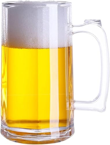 QCKNKMGG Personalised glass beer tankard Large Capacity Beer Mug 530ML Food Grade Plastic Material Beer Glasses Transparent Beer Mug Perfect for Home Restaurants and Parties beer stein