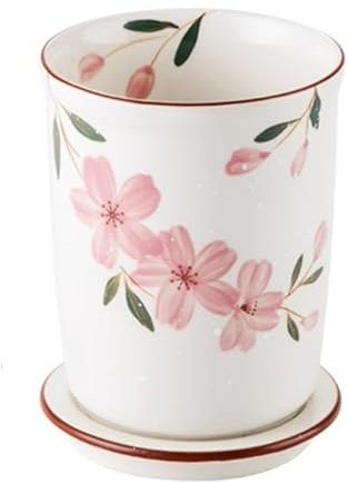 Porta Mestoli da Cucina Portautensili in ceramica, coccio for utensili da cucina con fiori dipinti a mano for bancone, porta-cucchiaio e bacchette, stendibiancheria con vassoio di scarico Portautensil