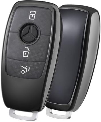 OATSBASF Autoschlüssel Hülle Geeignet für Mercedes Benz, Schlüsselhülle Cover für E Klasse S Klasse TPU Schutzhülle (D-Schwarz)
