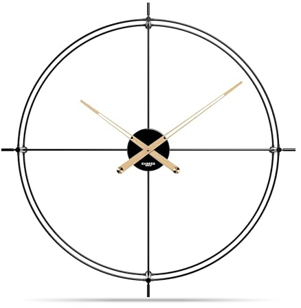 Cander Berlin Aurelian XXL Vintage-Wanduhr lautlos 60 cm Holzzeiger ohne Tickgeräusche groß modern schwarz Wohnzimmer Küche Metall Glasfaser
