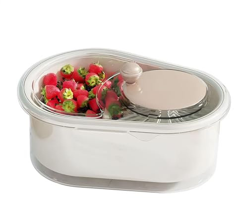 Obstreinigungsschleuder Obst und Gemüseschrubber Salatschleuder – Obstwaschschleuder m'it Bürste und Waschschüssel, Leicht zu Reinigen, Gemüses und Obstschleuder für Grüngemüse, Kräuter, Beeren, Obst