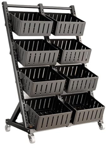 Espositore per negozi, carrello per snack da cucina con ruote, cestino portaoggetti da cucina con cestini staccabili, ripiani in metallo per frutta e verdura per dispensa, cucina, camera da letto