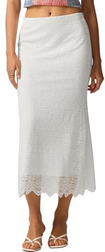 Feoya Lång Kjol Dam Elegant Figurnära Maxirock Business Pennsäkert Kjol Casual Fritidsrock Bodycon Fiskegensvans Kjol, Vit, XL